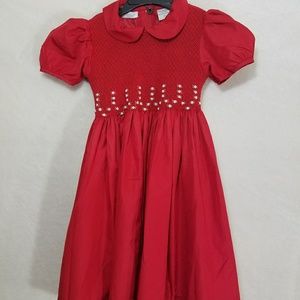 New Girls Red 4T Dress w Smocking